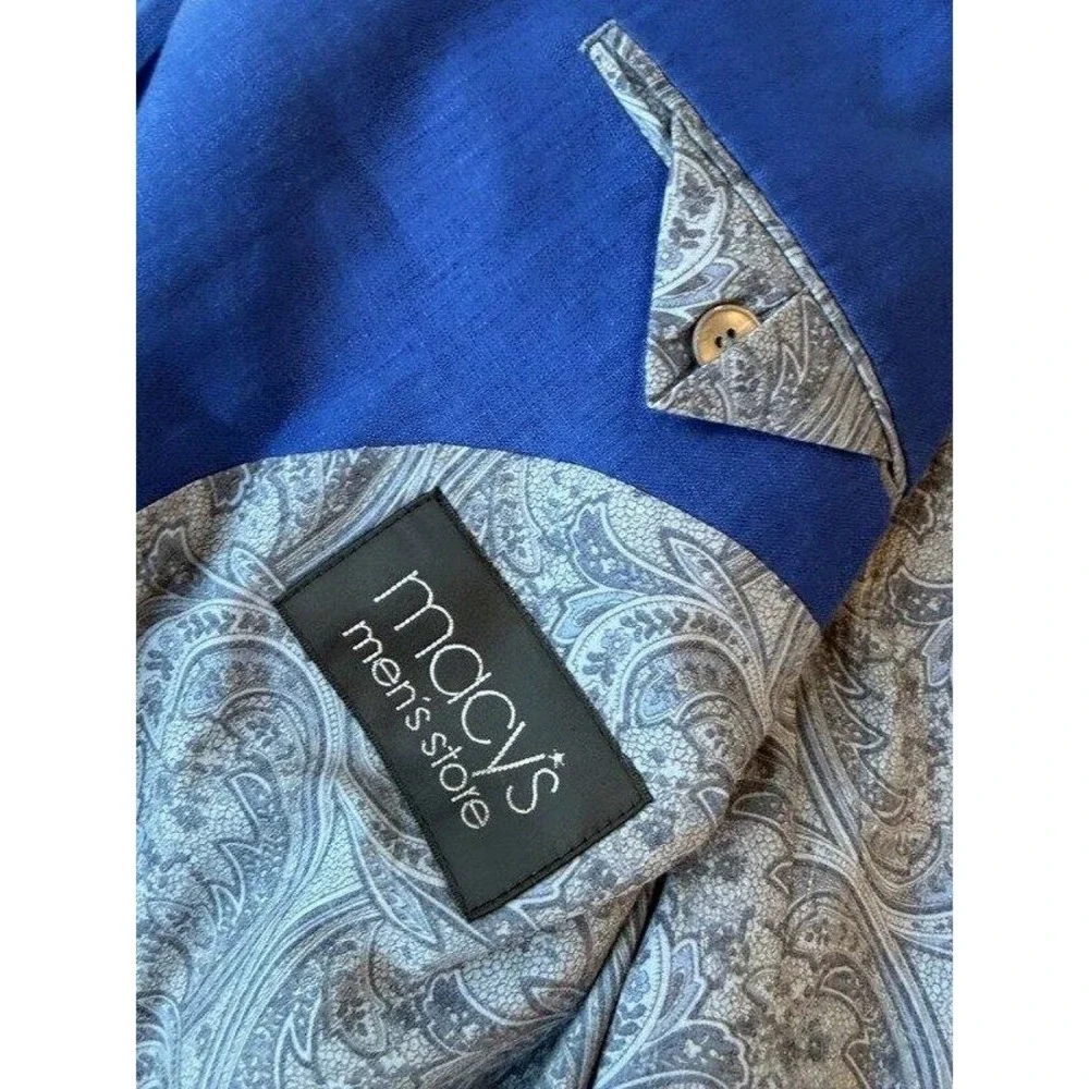 Lauren Ralph Lauren Royal Blue 100% Linen Mens Blazer Jacket Size 42L